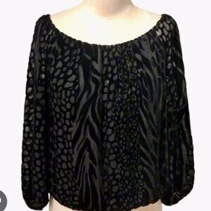 Alice And Olivia Silk Velvet Elastic Off Shoulder Top Size Medium